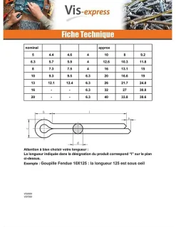 Goupille Fendue Acier zingué 6.3X71 - 30 pièces