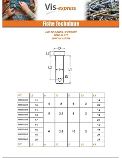 Goupille Tête plate 6X64 Percée 2.5 Inox A4 - 5 pièces