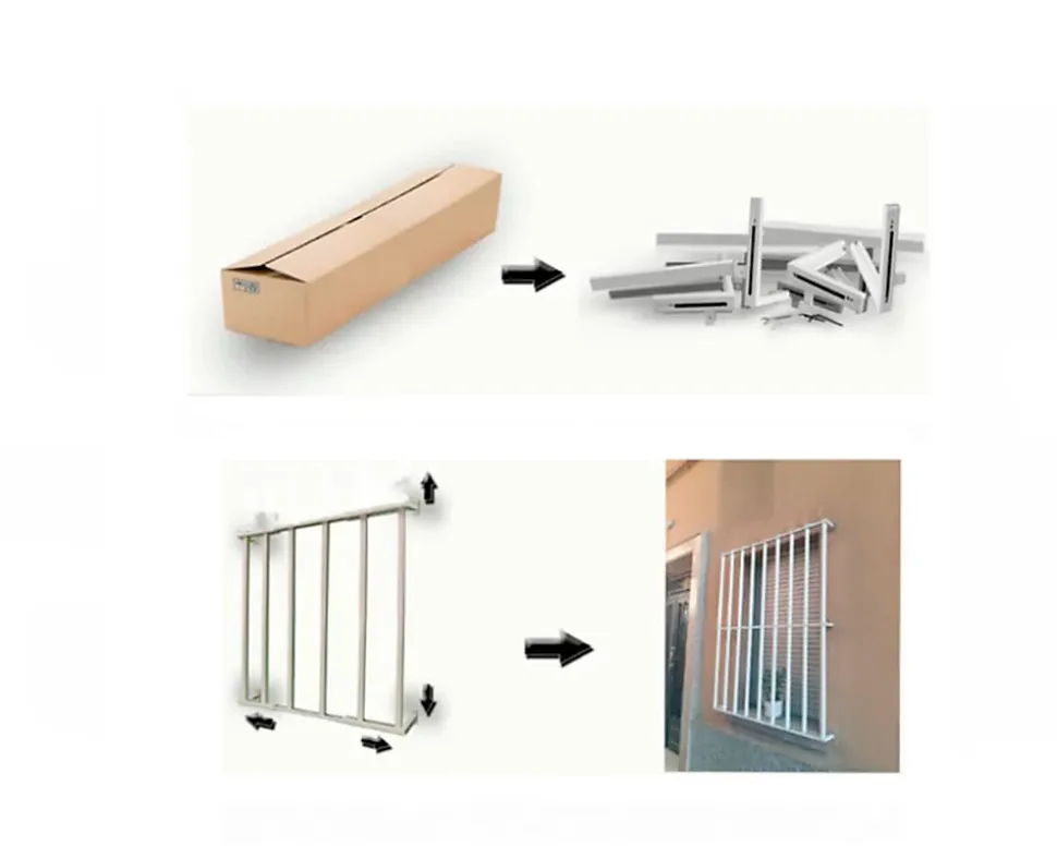Grille de défense réglable pour fenêtre (largeur et hauteur) de 55x95 cm à 100x165 cm blanche