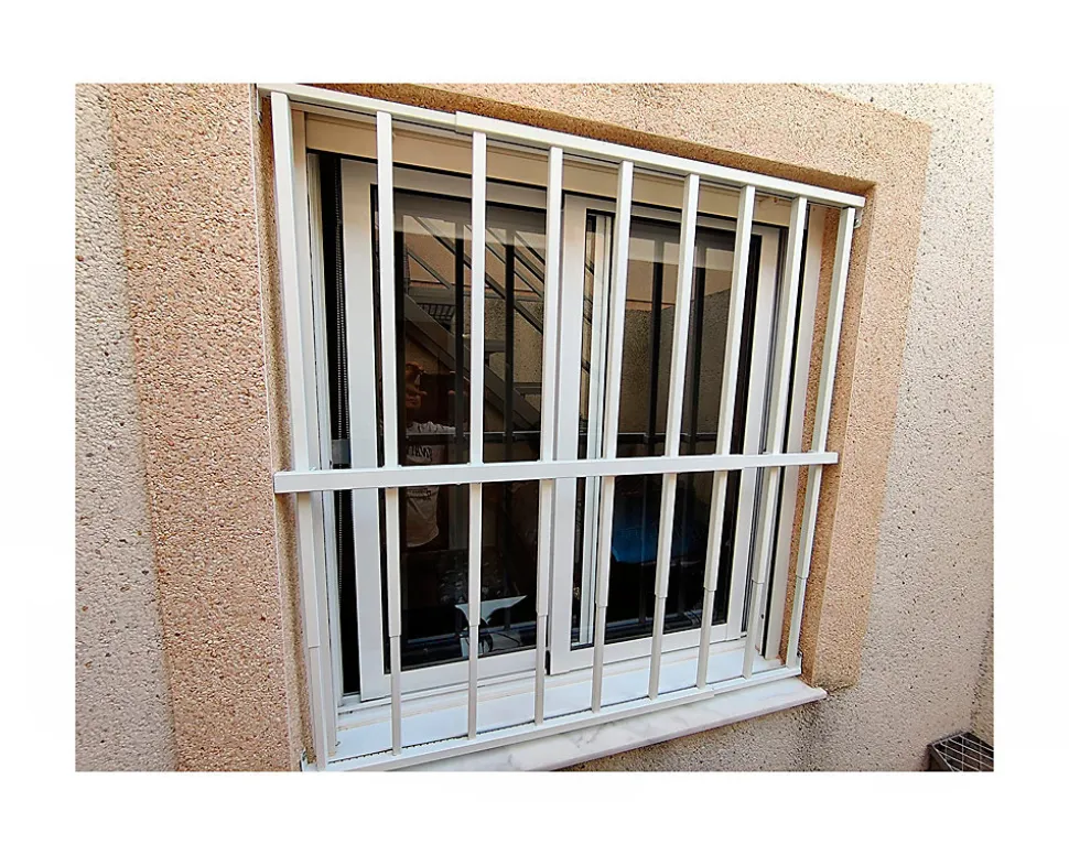 Grille de défense réglable pour fenêtre (largeur et hauteur) de 55x55 cm à 100x100 cm blanche