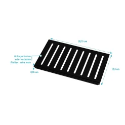 Grille rainurée en inox Noir Mat pour receveur - 20.15x12.3x0.55cm - ROCK 2 GRID LINE