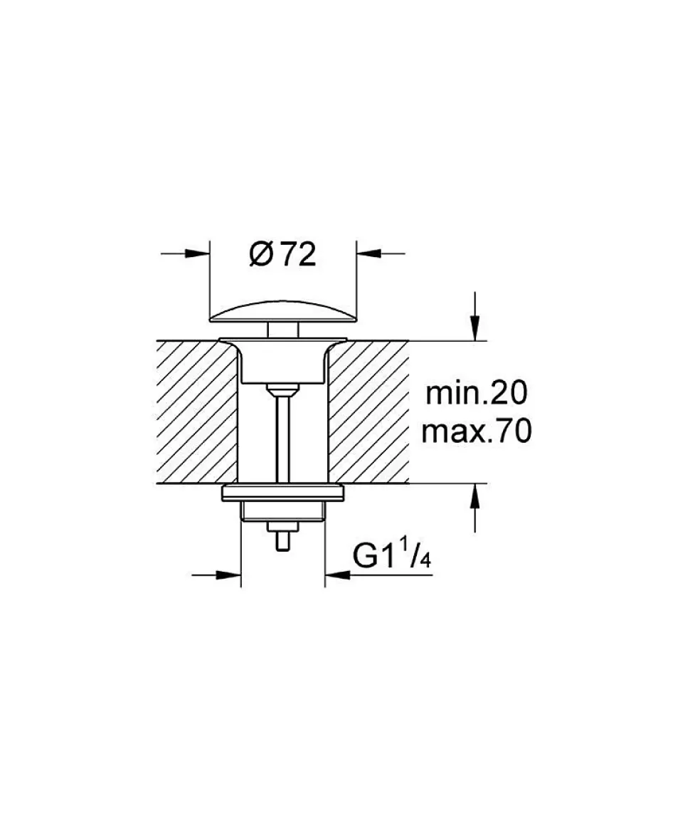Grohe Bonde de vidage 1 1/4" à écoulement libre (65808000)