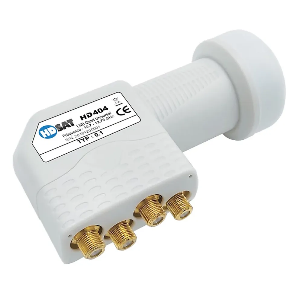 HD404 LNB Quad Full HD 4K Tête Parabole 4 sorties 0,1dB Compatible ASTRA EUTELSAT HDSAT
