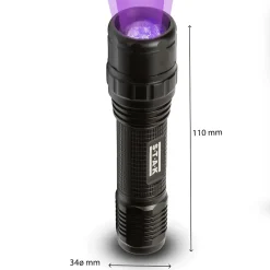 HORATIO : Torche 3W LED + UV. Fonction zoom. En aluminium.