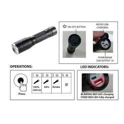 HUNTER : Lampe torche LED rechargeable 5W avec fonction zoom.