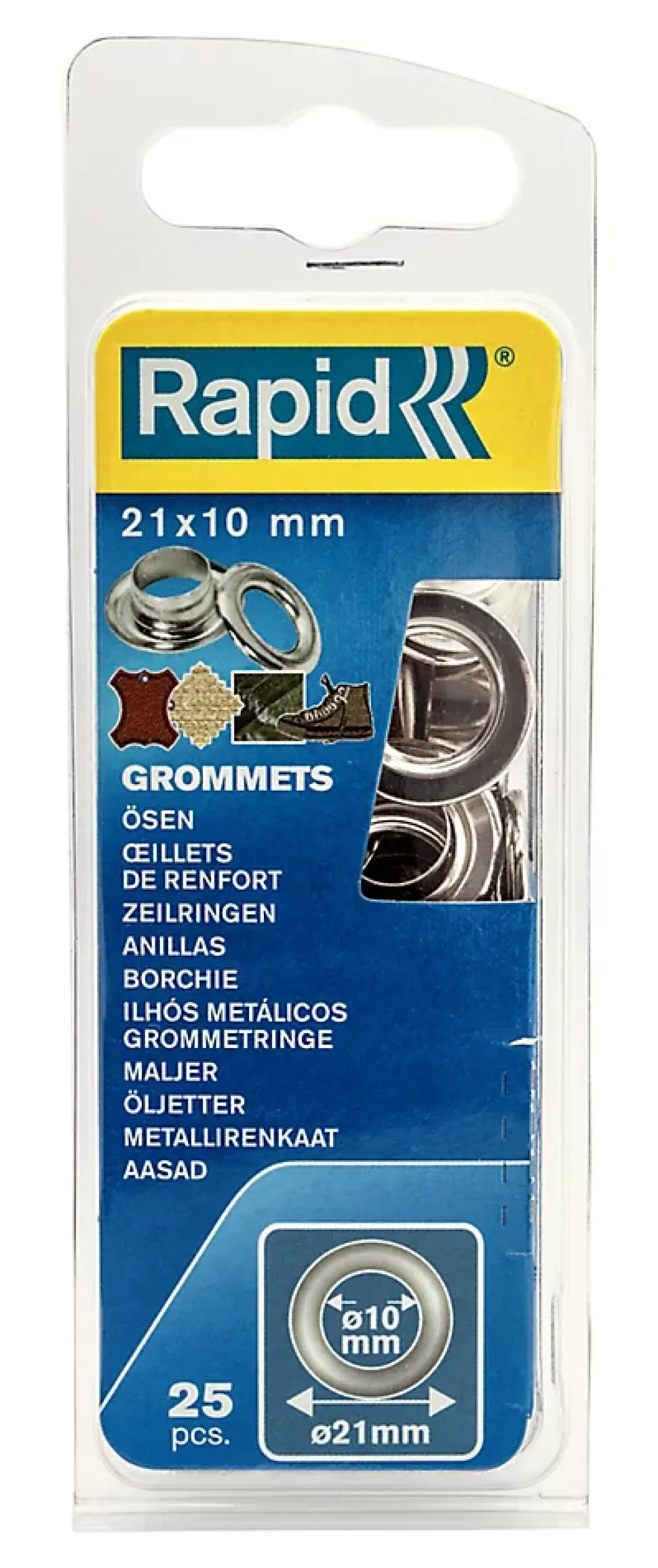 Œillets de renfort Rapid 5000412 en acier Ø 10 mm boite de 25 pièces