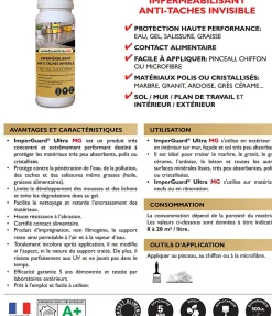 Imperméabilisant Marbre Granit ImperGuard Ultra MG 500 ml anti tache traite 10 m²