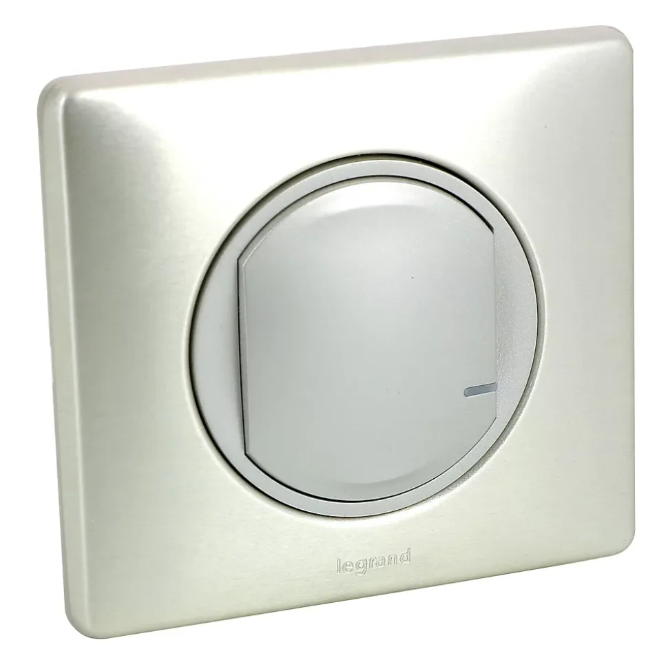 Interrupteur à option variateur à câbler pour installation connectée Céliane with Netatmo avec plaque Métal Titane