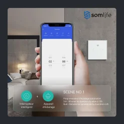 Interrupteur connecté tactile double SomLife application tuya smart life Compatible avec Alexa/Google Home