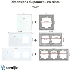 Interrupteur connecté tactile double SomLife application tuya smart life Compatible avec Alexa/Google Home