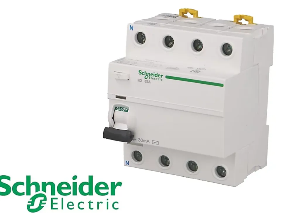 Interrupteur différentiel modulaire tétrapolaire Schneider Acti9 iID 63A / 300mA type AC