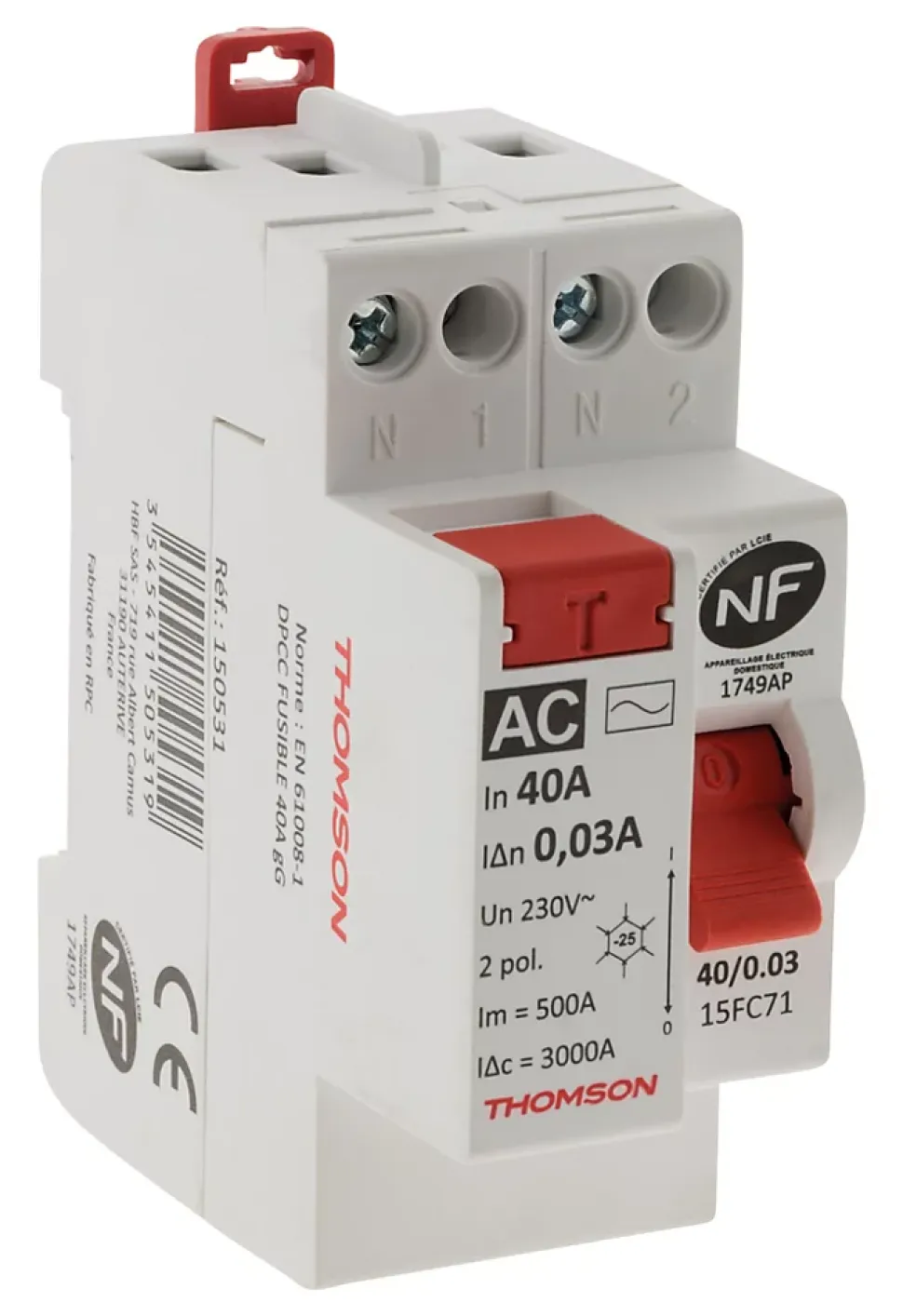 Interrupteur différentiel 40A type AC NF Thomson