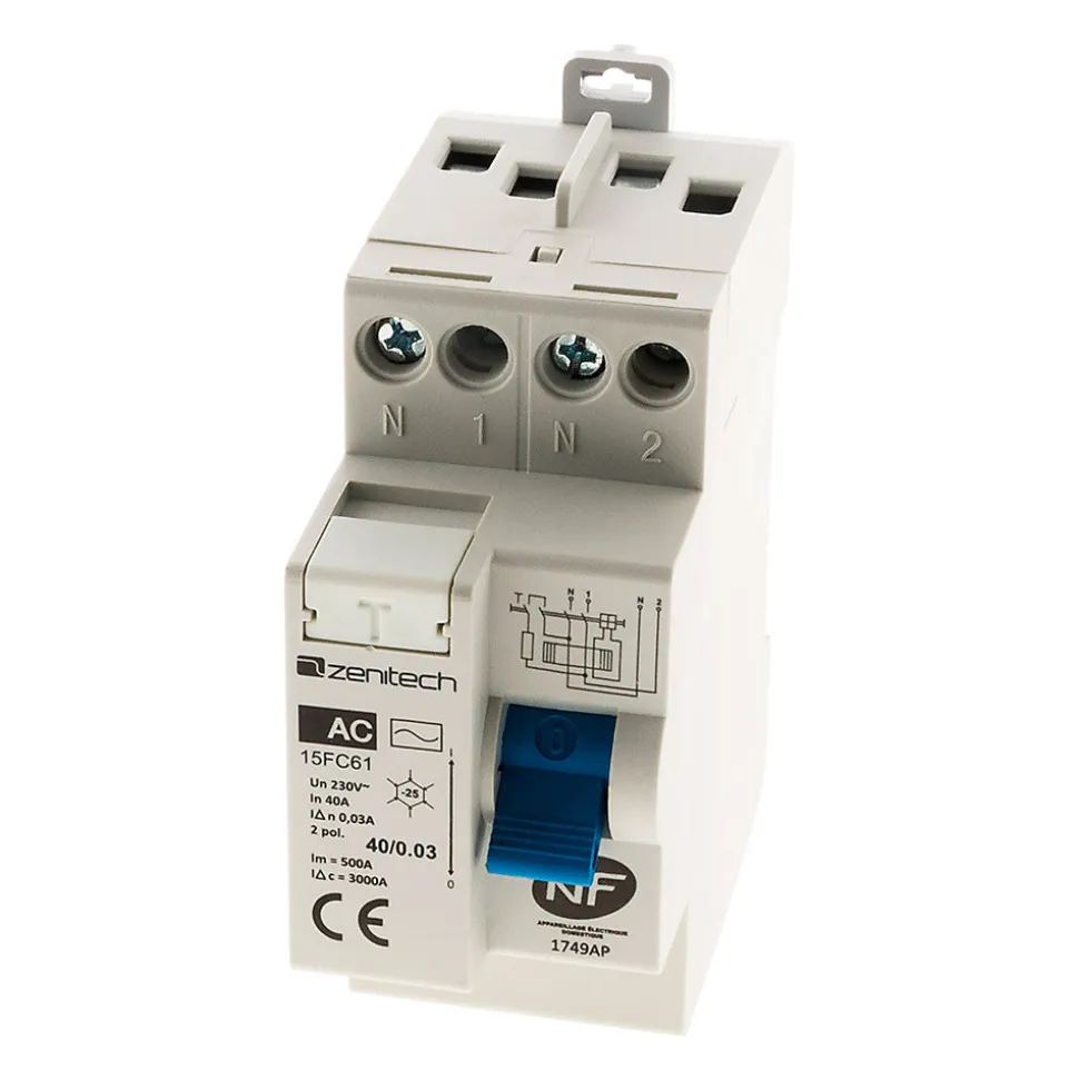 Interrupteur différentiel 40/2 30mA Type AC NF - Zenitech