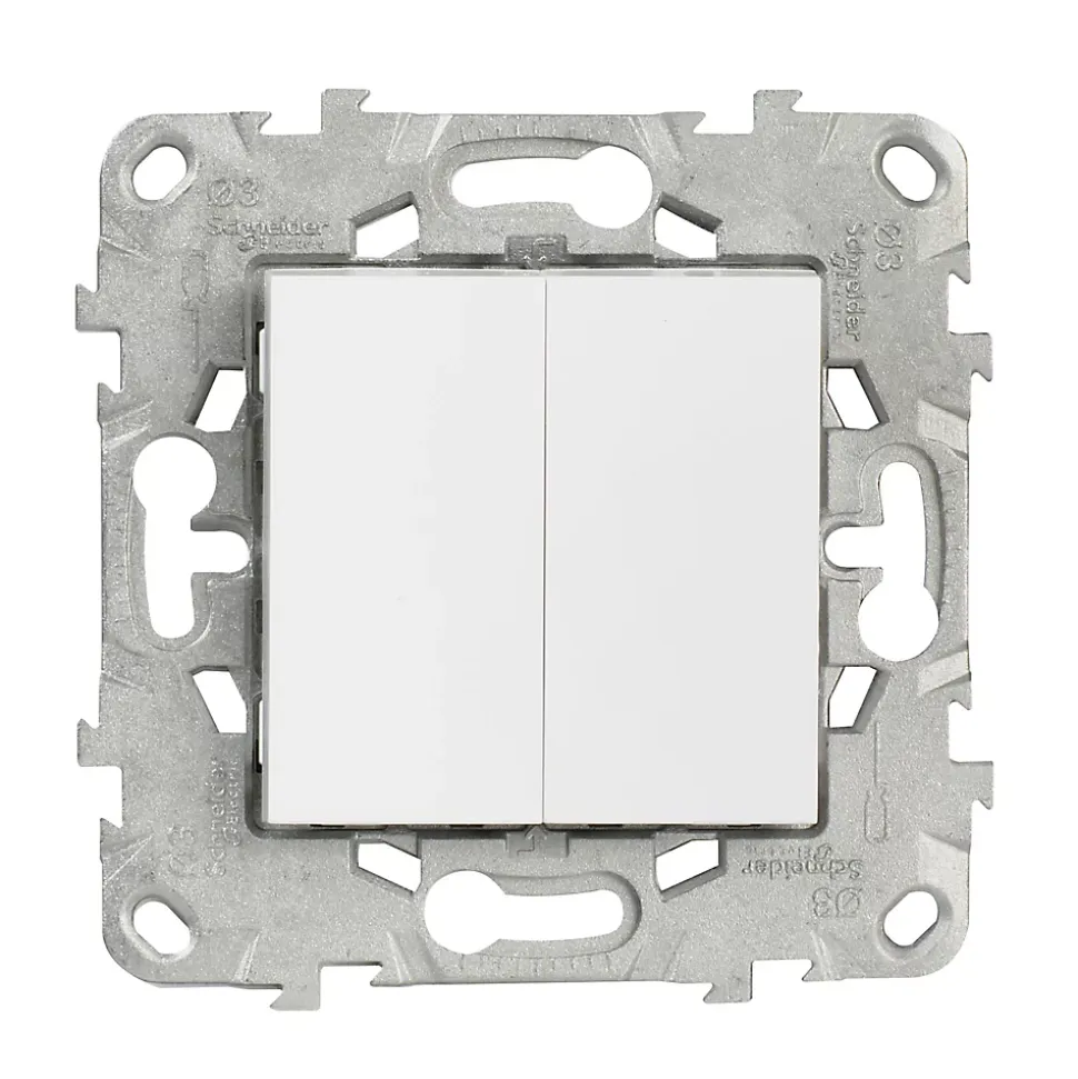Interrupteur double poussoir 10A Schneider Electric Unica Déco blanc