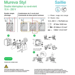 Interrupteur double va-et-vient étanche complet saillie Schneider Electric Mureva Styl anthracite