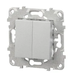 Interrupteur double va-et-vient connexion rapide 10A Schneider Electric Unica Déco aluminium