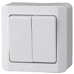 Interrupteur double va-et-vient 10 A blanc brillant