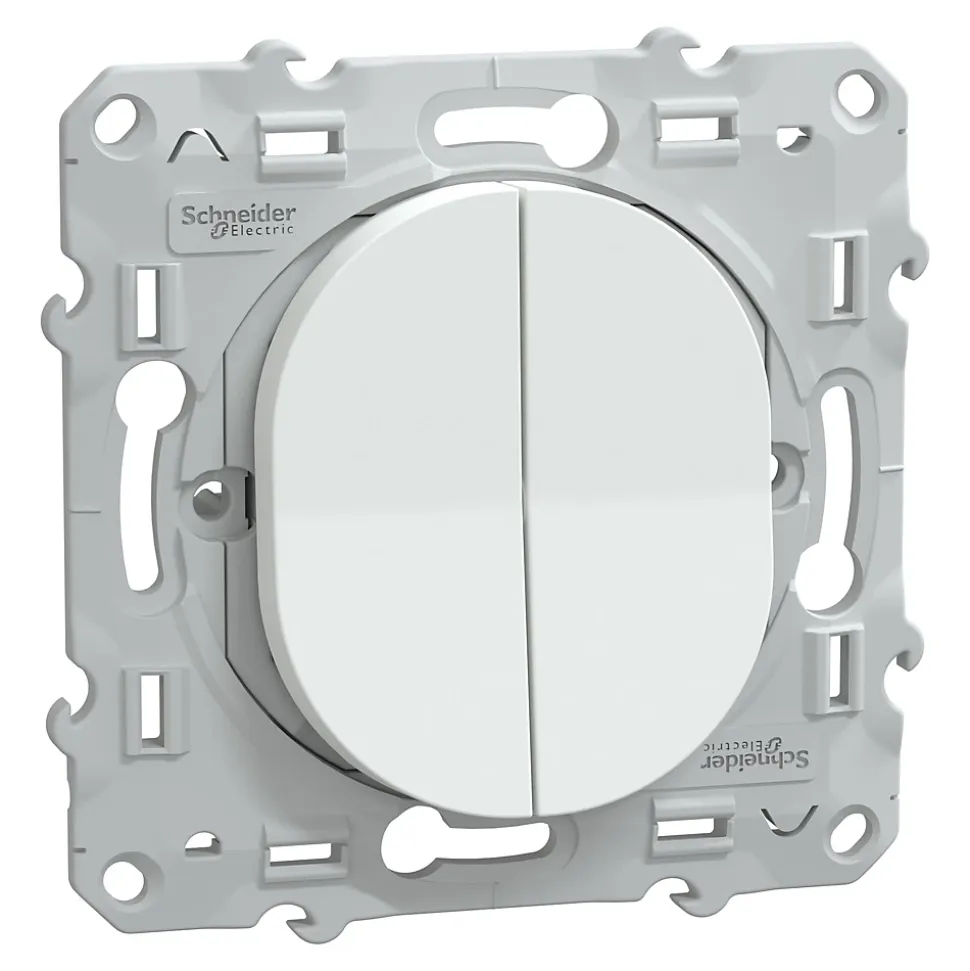 Interrupteur double va-et-vient Schneider Electric Ovalis blanc