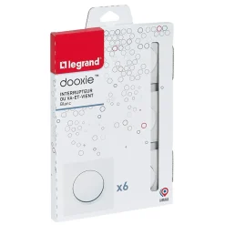 Interrupteur Legrand Dooxie blanc, 6 pièces