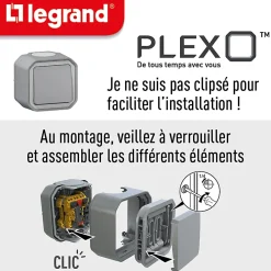 Interrupteur Legrand Plexo gris en saillie