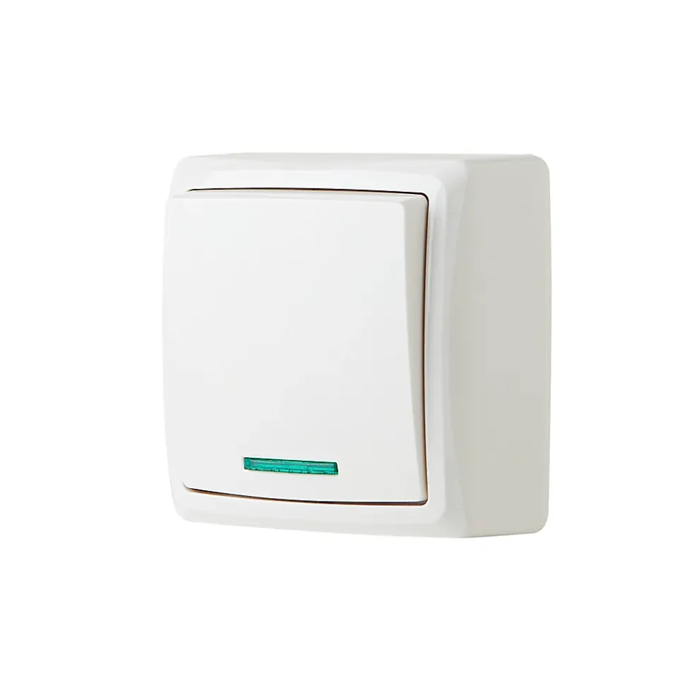 Interrupteur lumineux monobloc en saillie Jacobsen Sigurd blanc complet