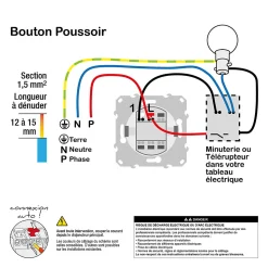 Interrupteur poussoir 10A à vis Schneider Electric Odace blanc