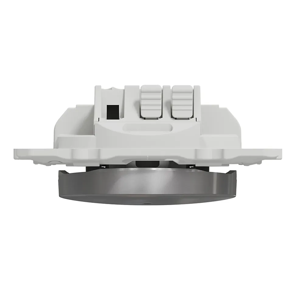 Interrupteur poussoir lumineux LED bleu 10A à vis Schneider Electric Odace aluminium