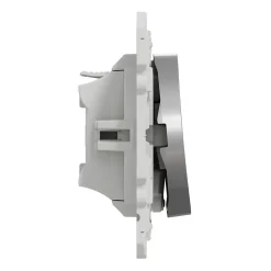 Interrupteur poussoir lumineux LED bleu 10A à vis Schneider Electric Odace aluminium