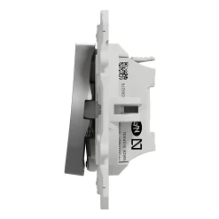 Interrupteur poussoir lumineux LED bleu 10A à vis Schneider Electric Odace aluminium
