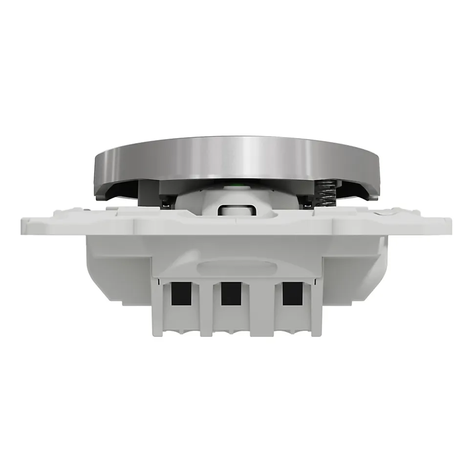 Interrupteur poussoir lumineux LED bleu 10A à vis Schneider Electric Odace aluminium
