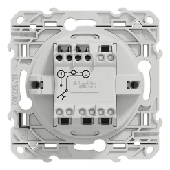 Interrupteur poussoir lumineux LED bleu 10A à vis Schneider Electric Odace aluminium