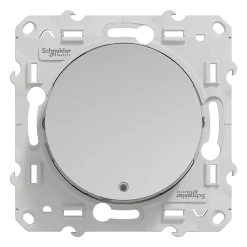 Interrupteur poussoir lumineux LED bleu 10A à vis Schneider Electric Odace aluminium