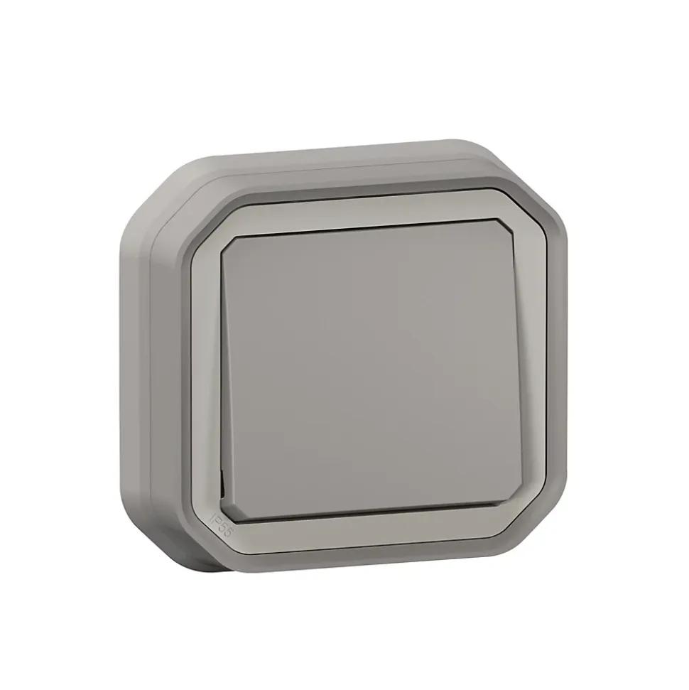 Interrupteur va-et-vient à encastrer Plexo gris 10A - 070030L - Legrand