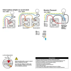 Interrupteur va-et-vient + poussoir 10A Schneider Electric Unica Déco aluminium