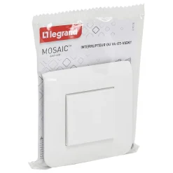 Interrupteur va-et-vient à vis Legrand Mosaïc blanc