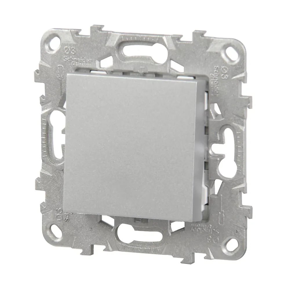 Interrupteur va-et-vient connexion rapide 10A Schneider Electric Unica Déco aluminium