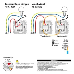 Interrupteur va-et-vient connexion rapide 10A Schneider Electric Unica Déco anthracite