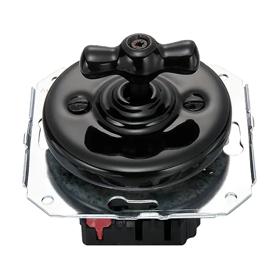 Interrupteur va-et-vient Fontini Garby Porcelaine noire, manette noire