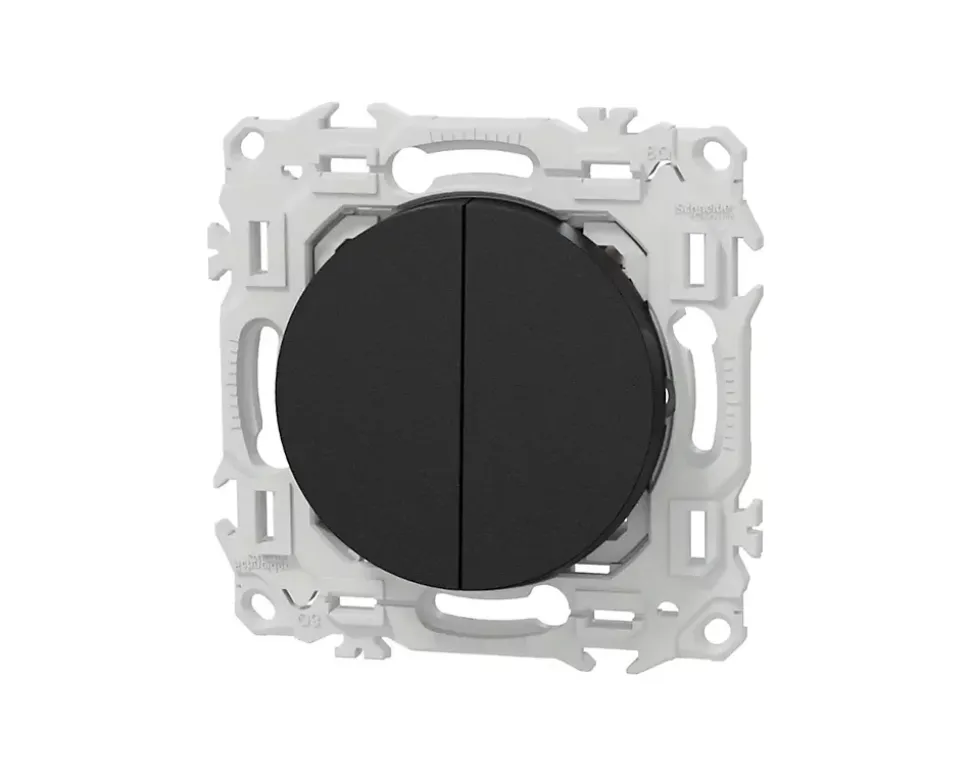 Interrupteur va-et-vient ou poussoir double Noir onyx Schneider Odace