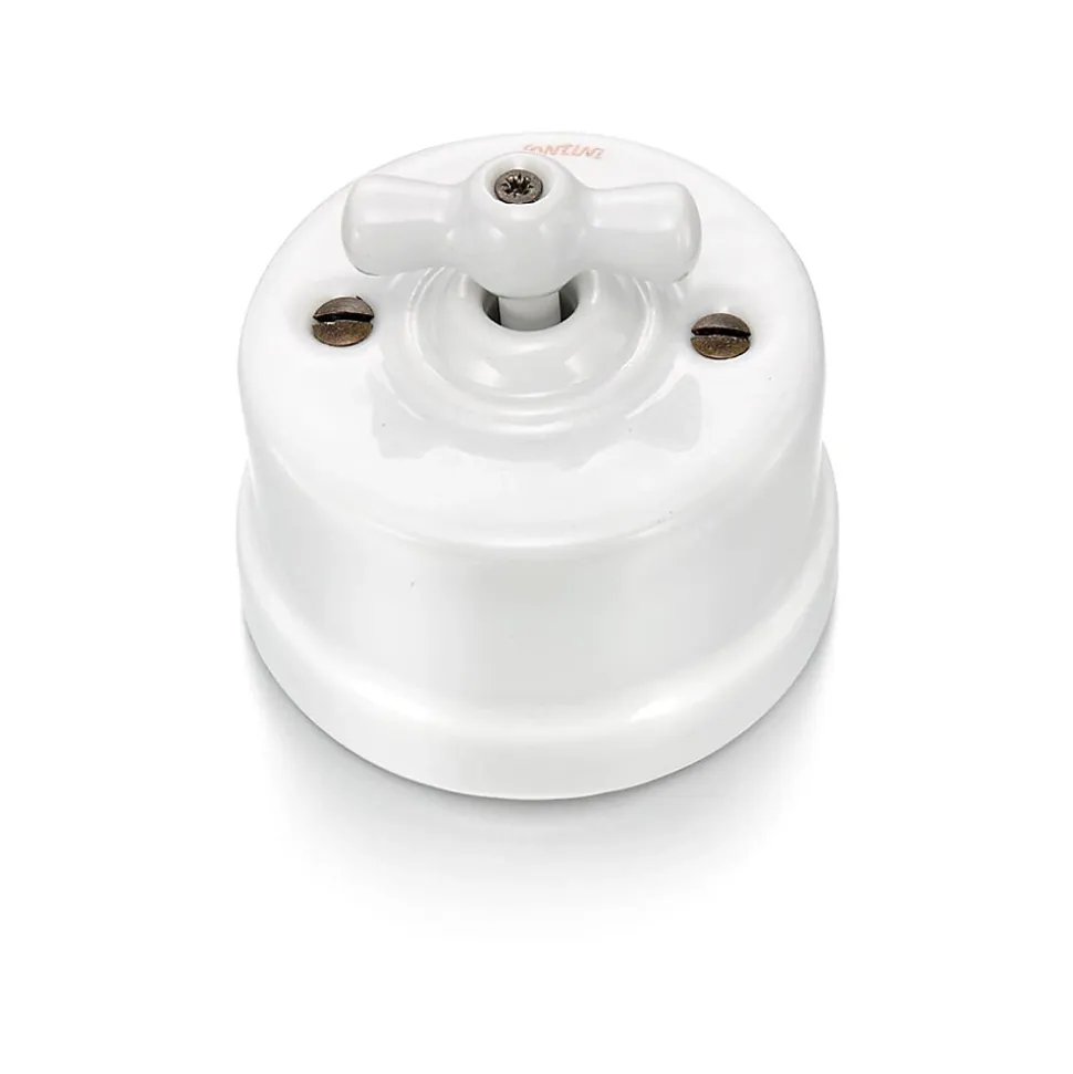 Interrupteur va-et-vient saillie Fontini Garby Porcelaine blanche, manette blanche
