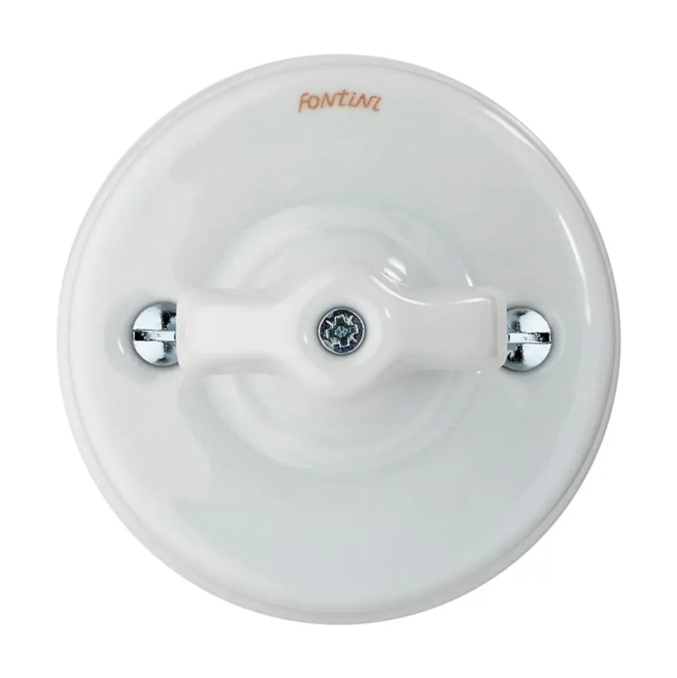 Interrupteur va-et-vient saillie Fontini Garby Porcelaine blanche, manette blanche