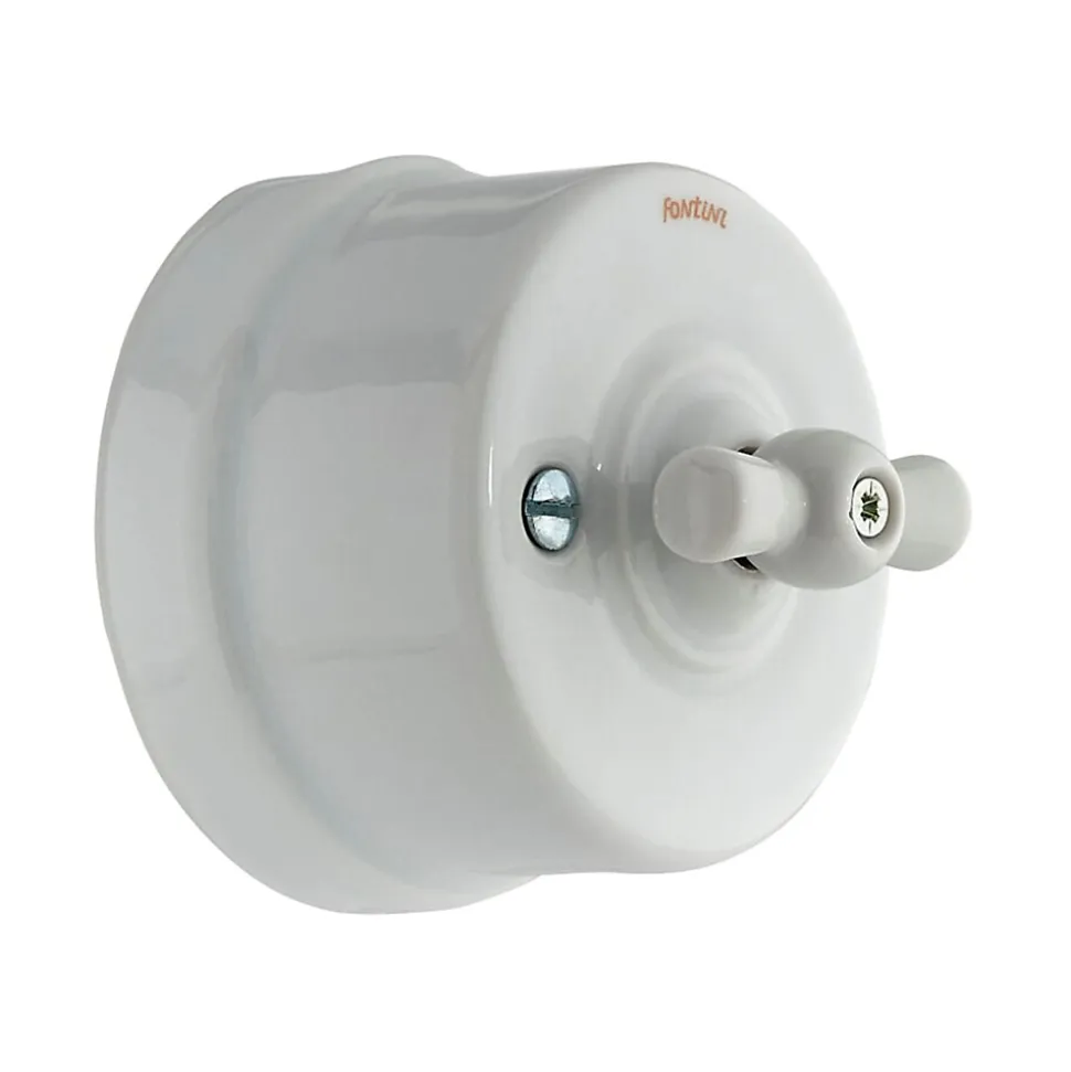 Interrupteur va-et-vient saillie Fontini Garby Porcelaine blanche, manette blanche