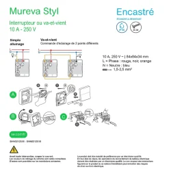 Interrupteur va-et-vient étanche complet encastré Schneider Electric Mureva Styl blanc