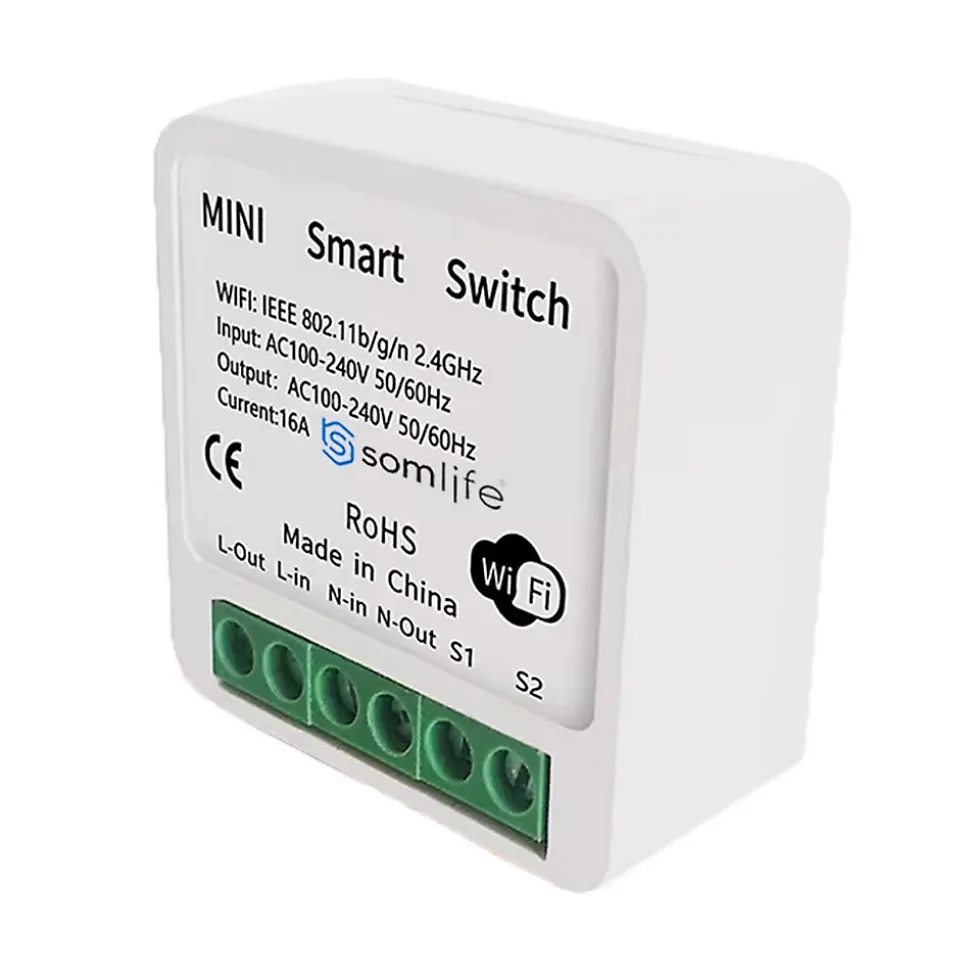 Interrupteurs intelligent SomLife WiFi 16A MiniSmart Switch Wi-Fi connecté,application Tuya/SmartLife,Alexa,Google Home