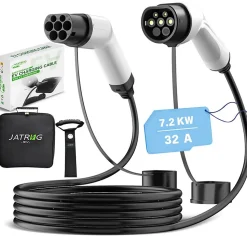 JATRHG câble de recharge 7,2kW / 32A monophasé, 10m, type 2 vers type 2, pour véhicules électriques et hybrides rechargeables