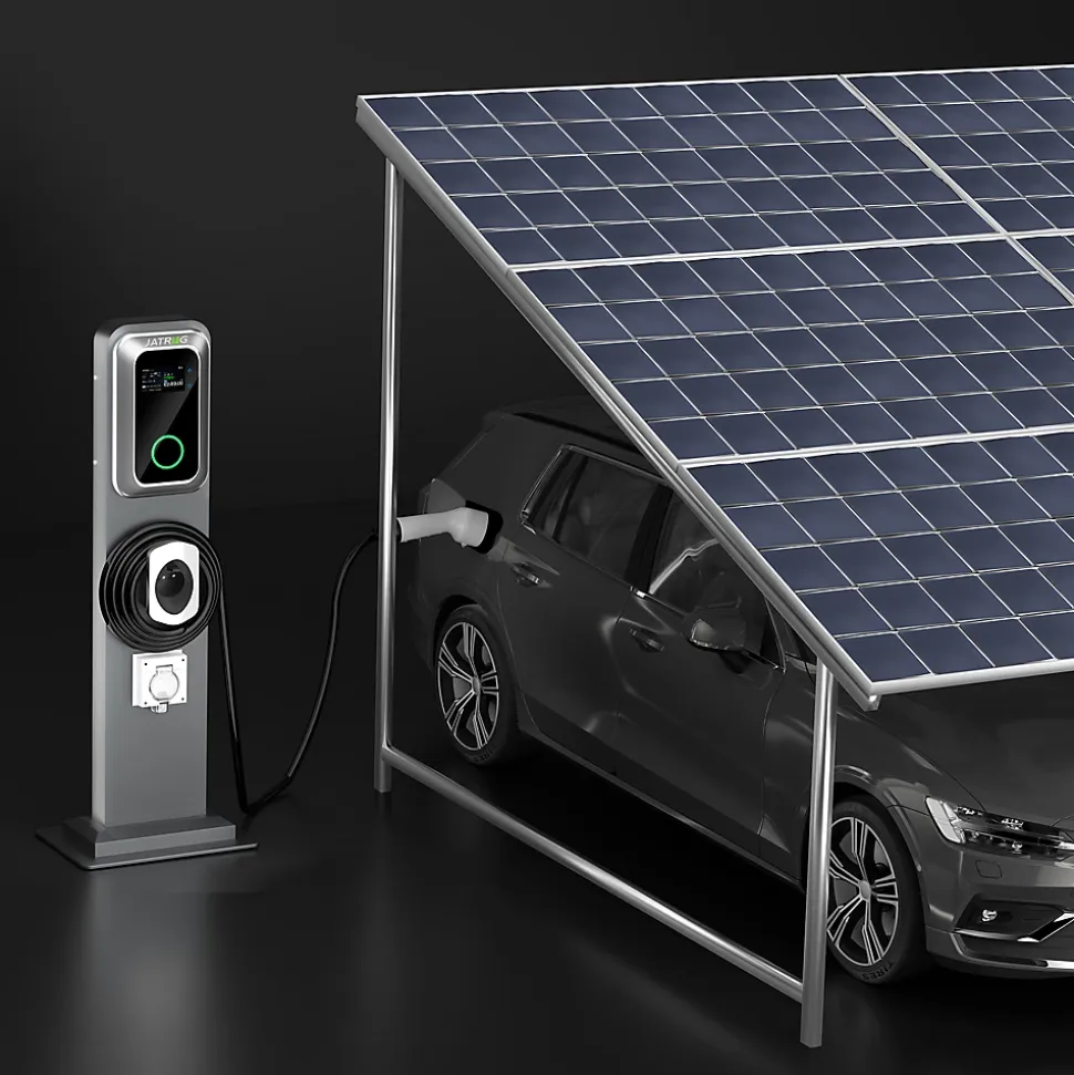 JATRHG K1 kit de borne de recharge, 11 kW / 16 A, triphasé, avec câble type 2 de 8 m pour véhicules électriques, support inclus