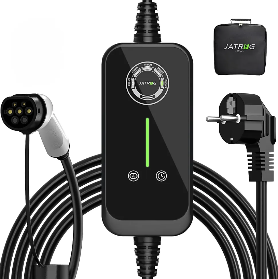 JATRHG P1 chargeur portable réglable de 3,6kW à 1,5kW / 16A à 8A monophasé, 7m, type 2, pour véhicules électriques