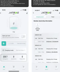 JATRHG S1 borne de recharge IP66 pour véhicules électriques, 22 kW / 32 A, triphasé, avec câble type 2 de 8 m