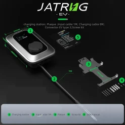 JATRHG S2 borne pour véhicules électriques, IP66, avec prise de type 2 équipée de shutter, 7,2kW / 32A, monophasée