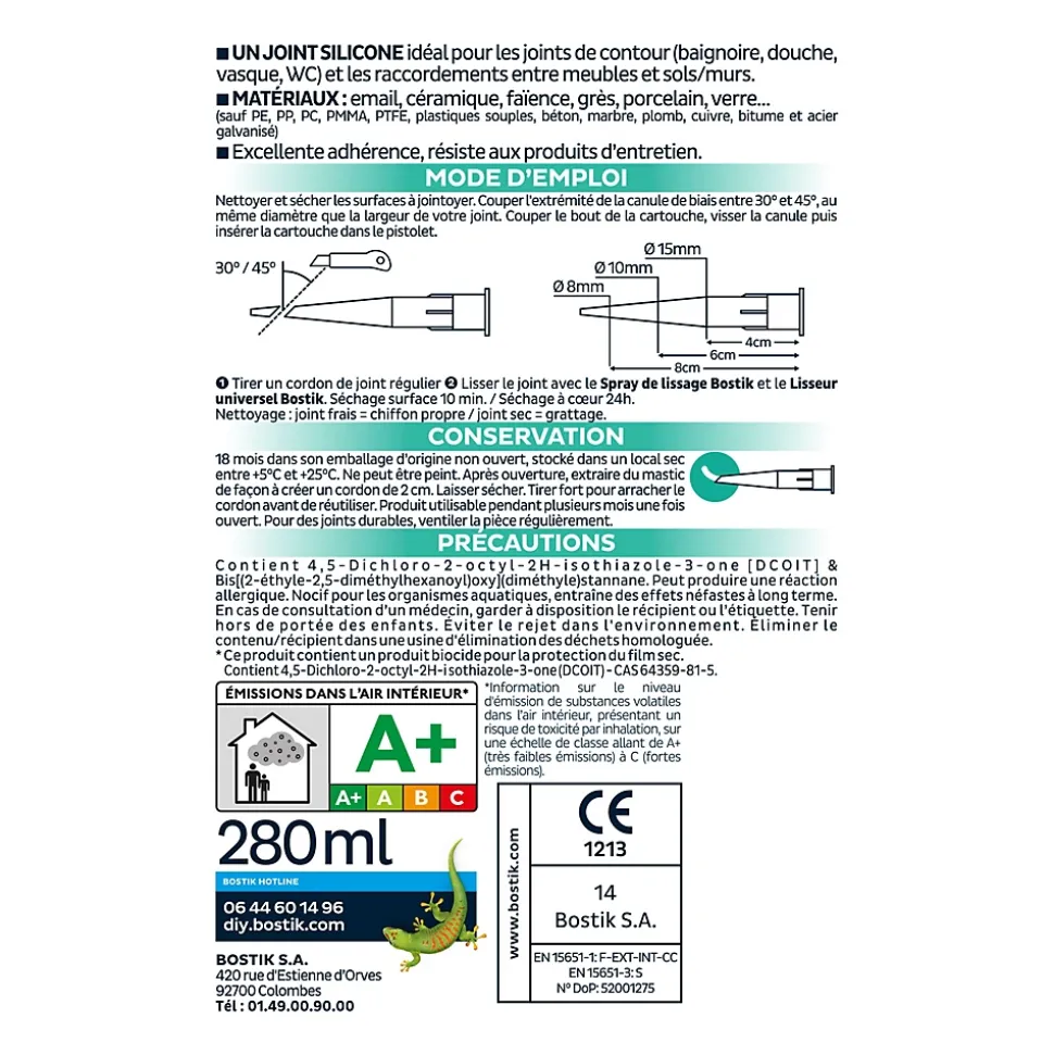 Joint Parfait sanitaire blanc Bostik 280ml